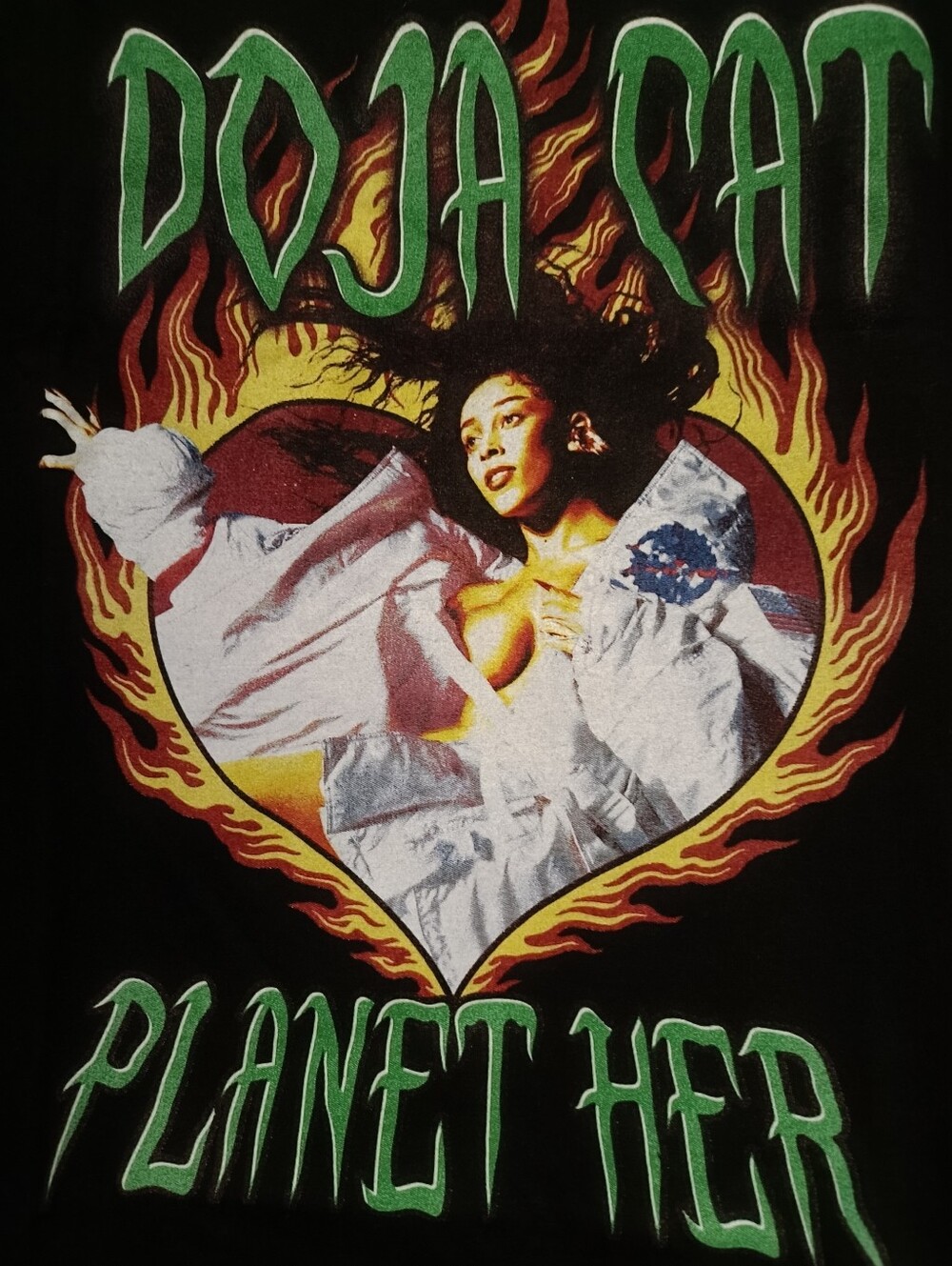 Doja Cat 'Planet Her' Black Graphic Unisex Tee with Green Lettering - Picture 3 of 6